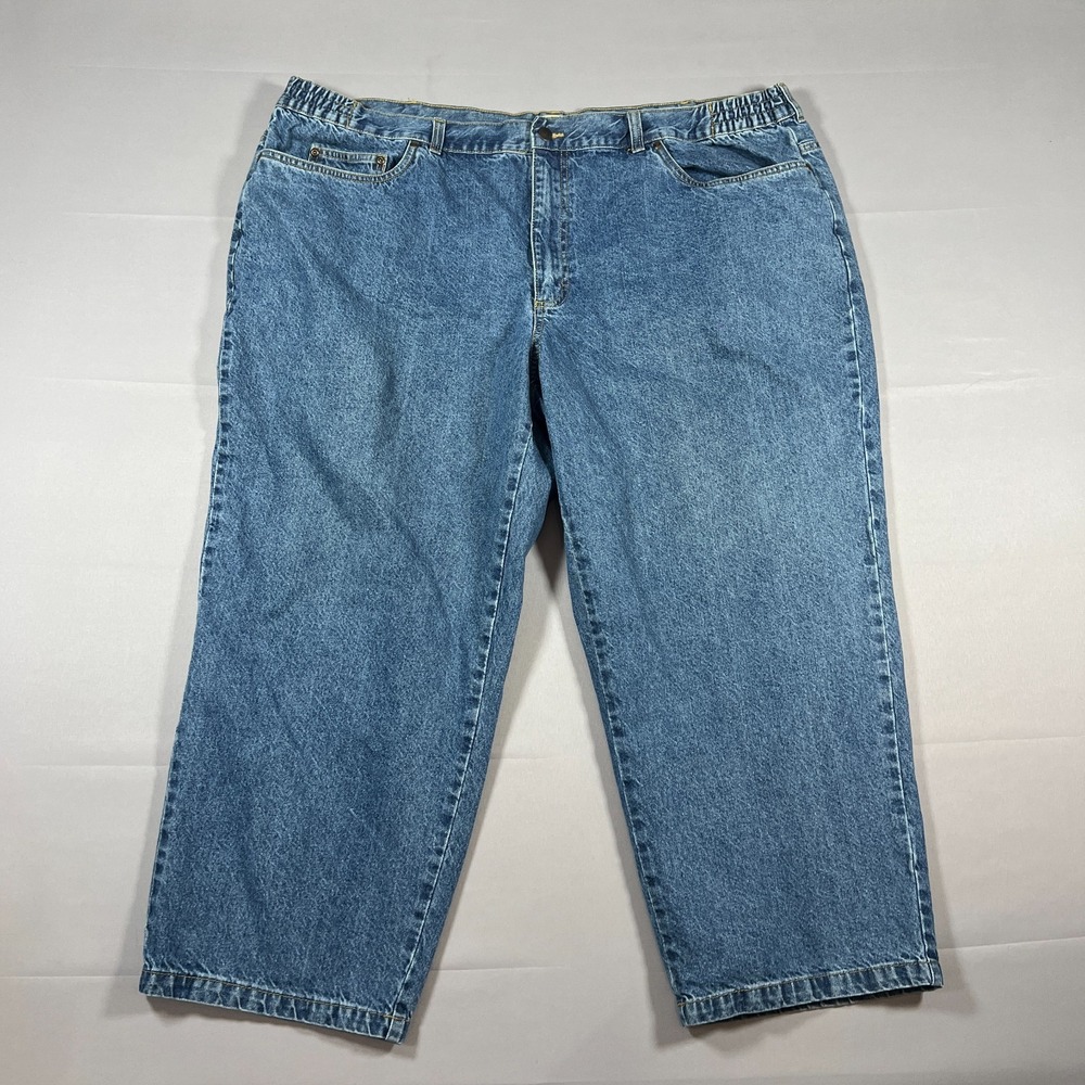 Scandia Woods Cropped Jeans Mens 48 Blue Denim Cotton Relaxed Fit High Rise Y2k